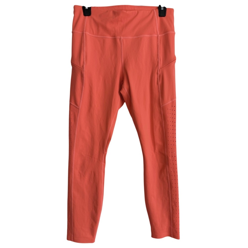 Athleta Ultimate Stash‎ Pocket 7/8 Leggings Coral Orange Medium M Laser Cut